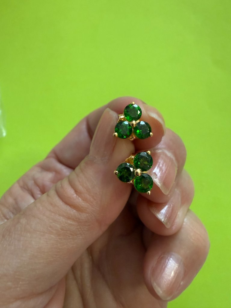 Green Chrome Diopside 14k Yellow Gold Over Sterling Silver Earrings 2.07ctw